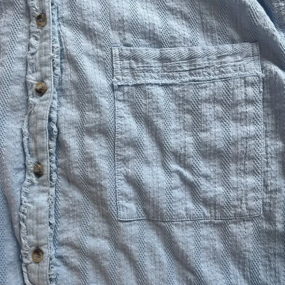 We The Free By Anthropologie  Shirt In Blue Oversized 100% Cotton Size Large - Picture 4 of 9